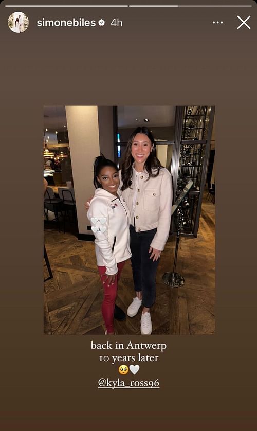 Simone Biles shared a picture of her with former American Gymnast on her Instagram story