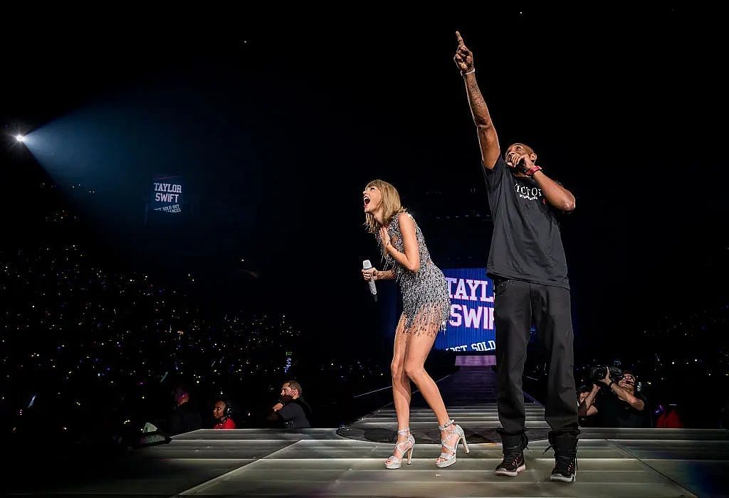 Pop icon Taylor Swift was surprised by the late great Kobe Bryant with a congratulatory banner at the Staples Center, now Crypto,com Arena, in 2015. -- Photo by Getty Images