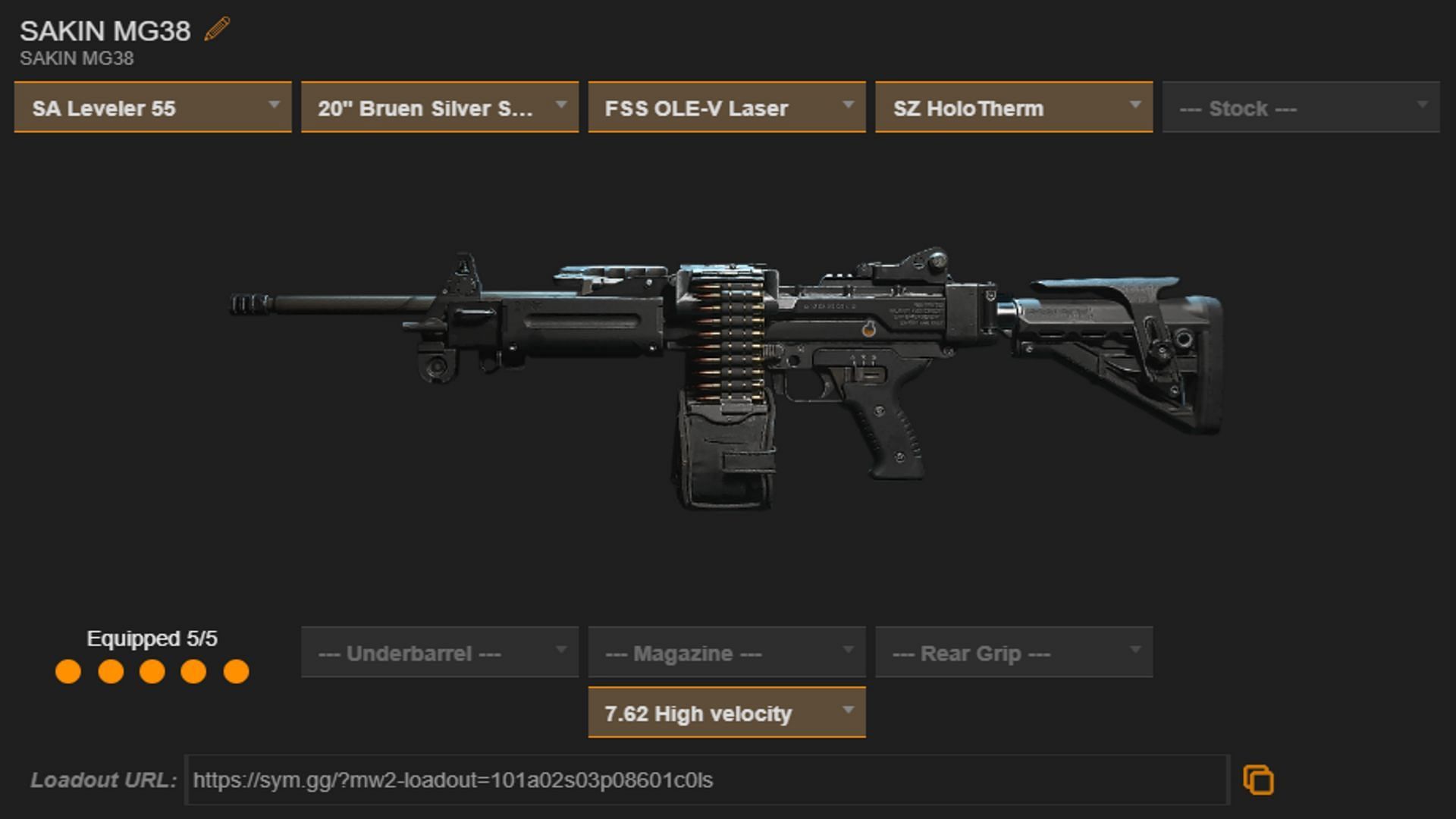 Sakin MG38 loadout (Image via sym.gg)