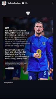 Jude Bellingham's Instagram story