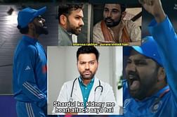 "DR. Rohit Sharma: Shardul ko Kidney me heart attack aaya hai"- Top 10 funny memes as New Zealand reach 273 in 2023 World Cup clash vs India