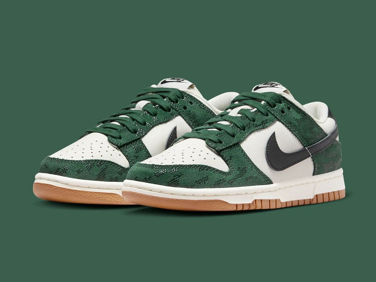 One of the upcoming Nike releases: Dunk Low &ldquo;Green Snakeskin&rdquo; (Image via official website of Sneaker Drop)