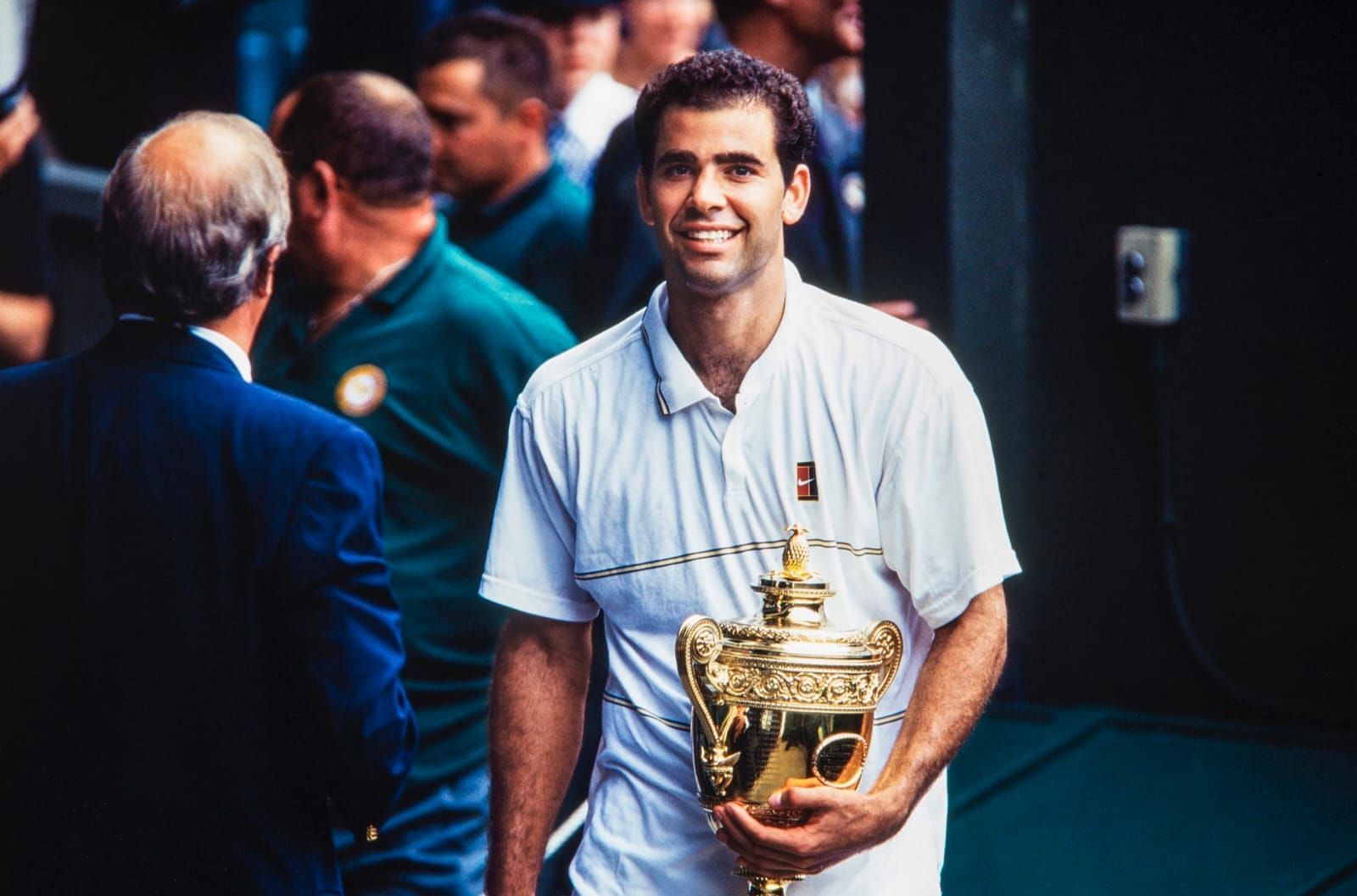 Pete Sampras pictured with one of his Wimbledon trophies (Picture Credit: X handle of @Wimbledon)