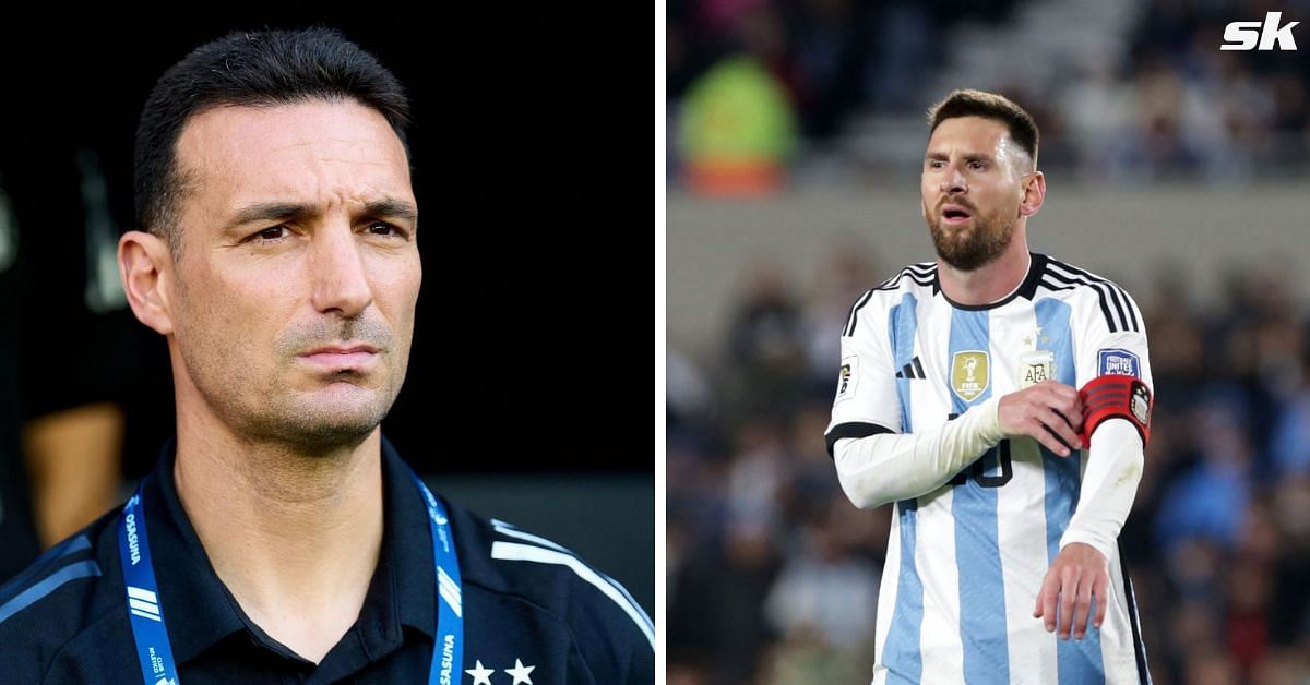 Argentina manager Lionel Scaloni (left) and attacker Lionel Messi
