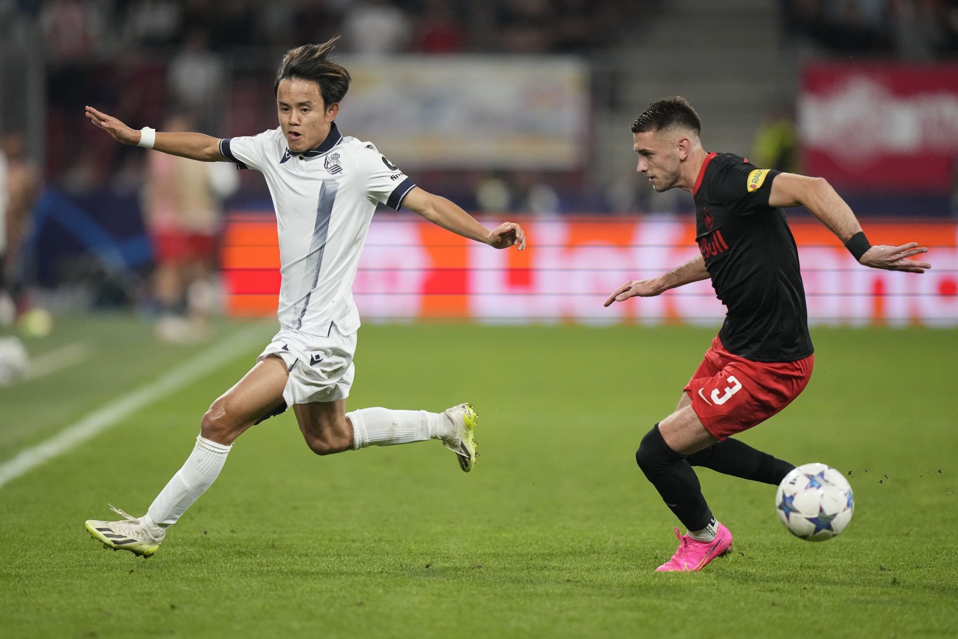 Takefusa Kubo (left) has admirers at the Santiago Bernabeu.