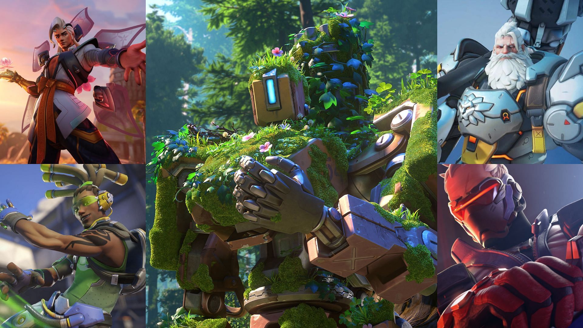 Team composition of Reinhardt/Orisa, Soldier:76, Bastion, Lucio, and Lifeweaver in Overwatch 2(Image via Blizzard Entertainment)