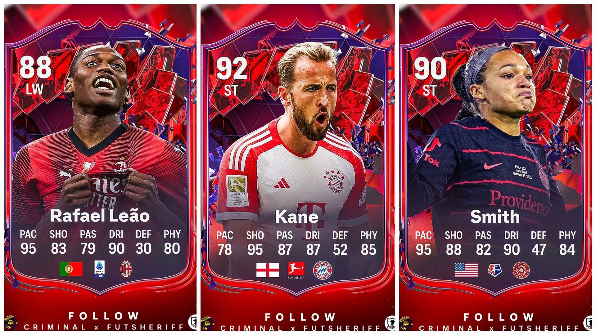 Trailblazers Leao, Kane and Smith have been leaked (Images via Twitter/FUT Sheriff)
