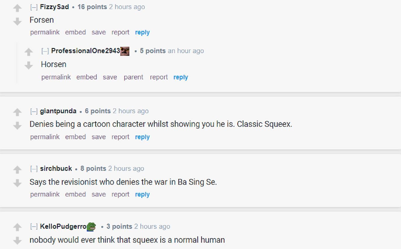 Fans remark how Squeex acts like a cartoon. (Image via r/LivestreamFail)