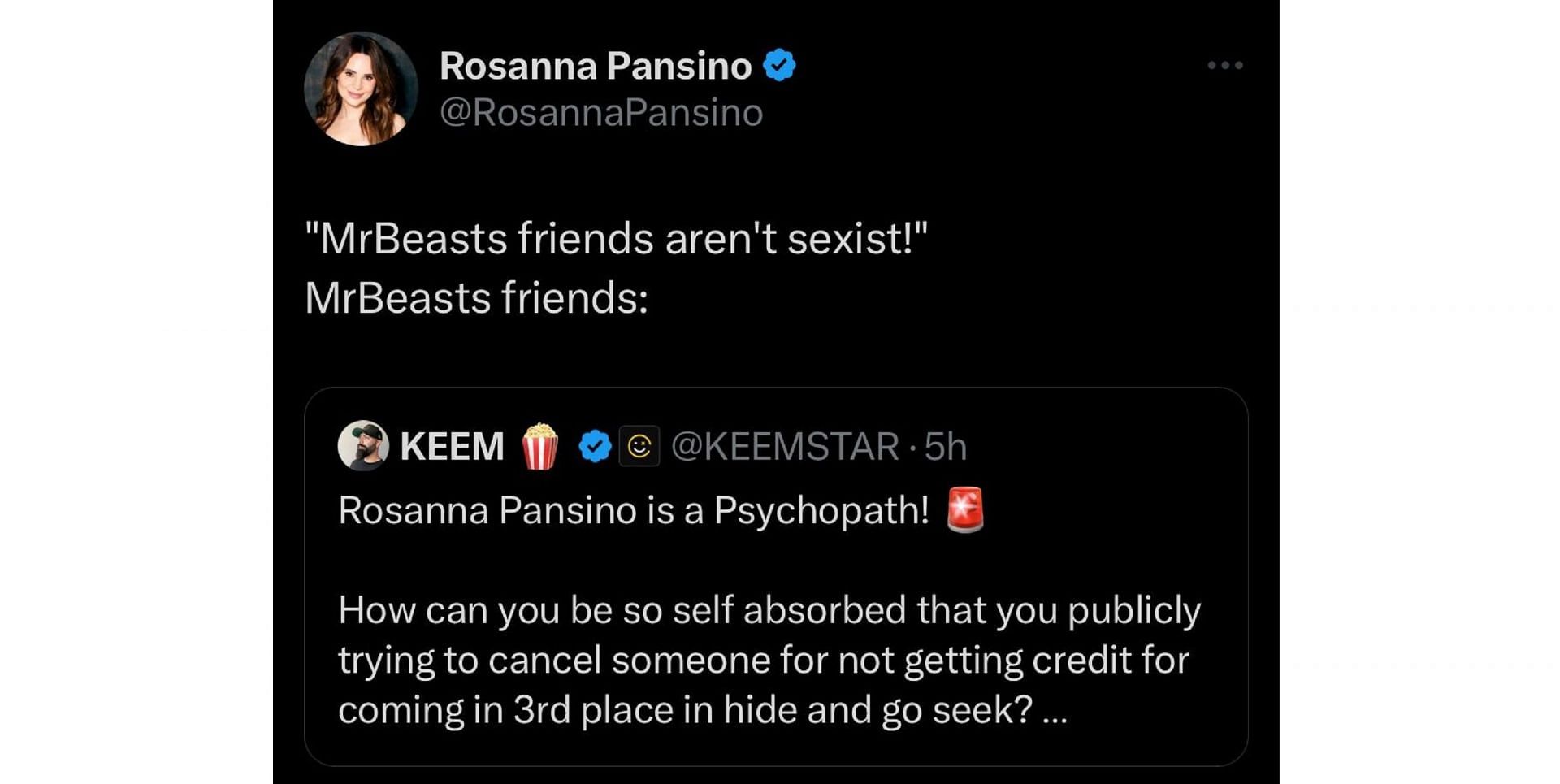 Rosanna claps back at Keemstar (Image via X)