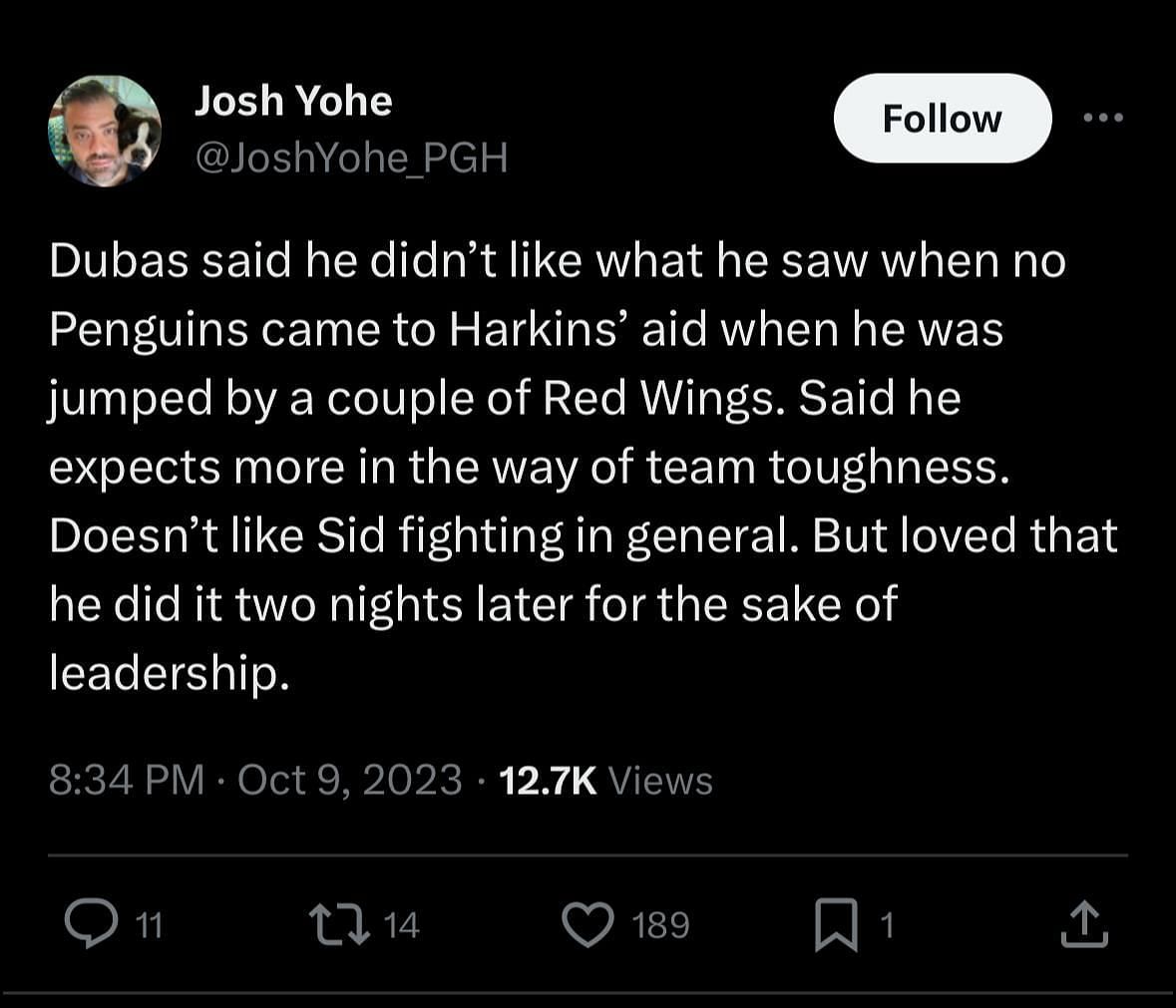 Josh Yohe&#039;s iteration of GM Kyle Dubas&#039;s views (Credit: Twitter)