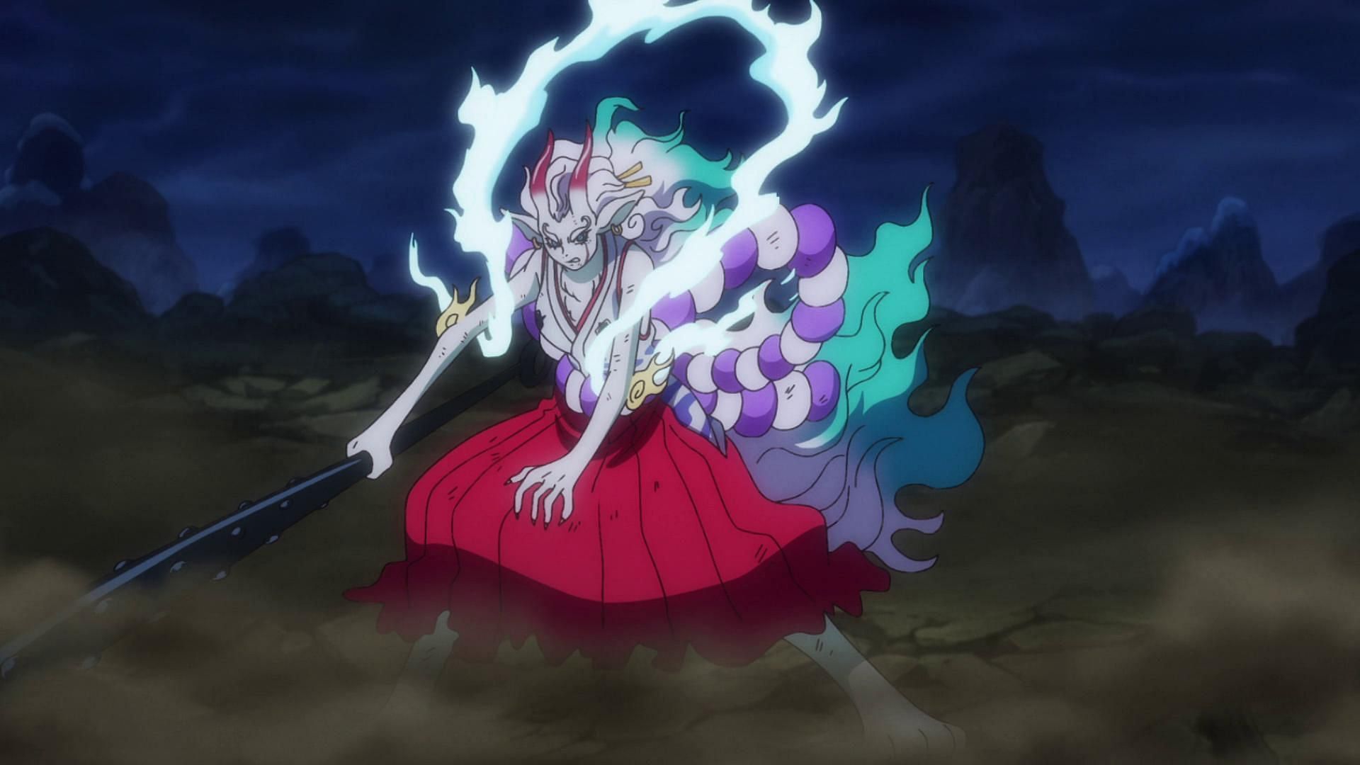 Yamato&#039;s transformed Devil Fruit state as seen in the One Piece anime (Image via Toei Animation)