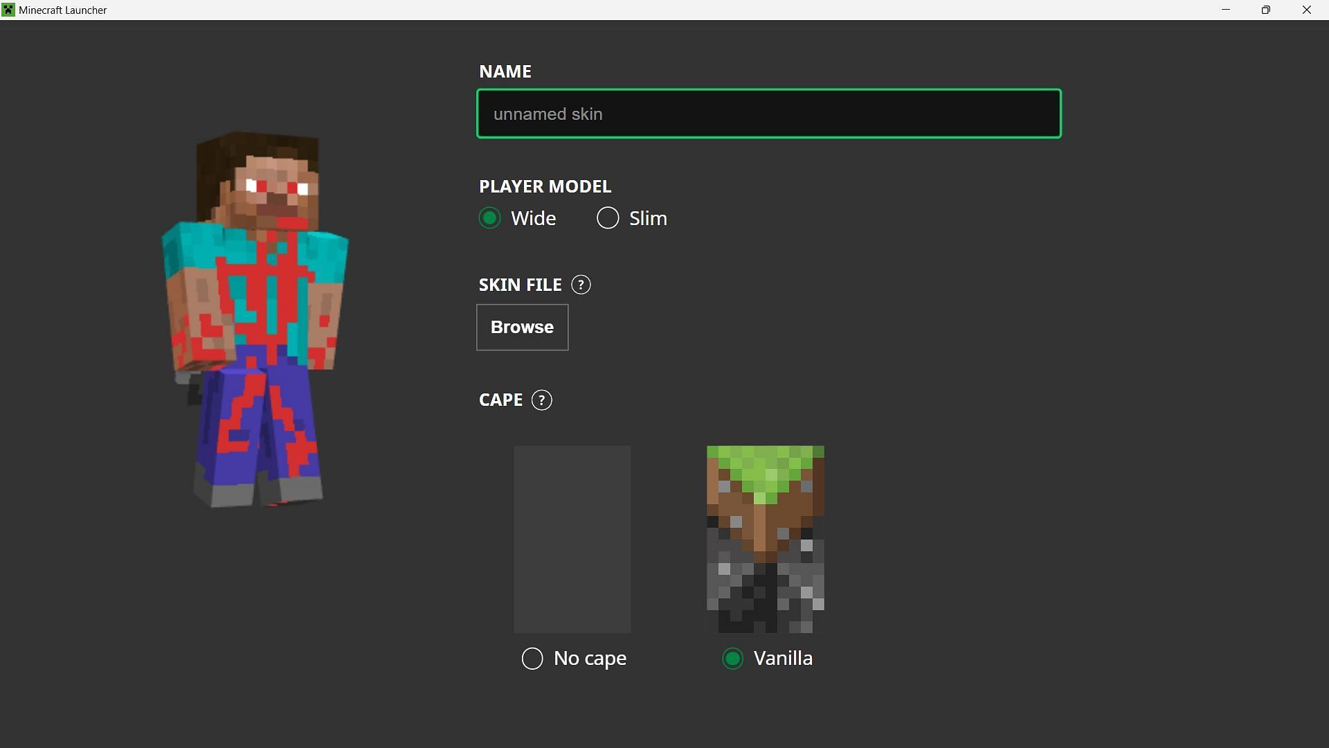 The cherry blossom cape should appear inside a skin editing page for Minecraft Java Edition (Image via Mojang)