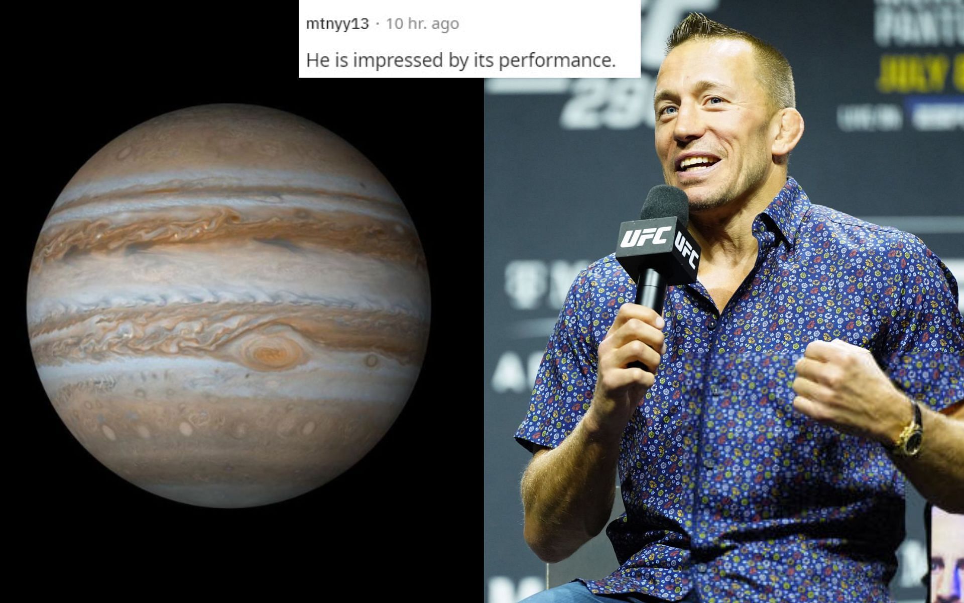 Jupiter (left) and Georges St-Pierre (right) [Images Courtesy: @georgesstpierre on Instagram and @GettyImages]