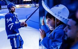 Watch: Auston Matthews makes Mexican Maple Leafs fan's day by gifting him stick after season's 2nd hat-trick in 7-4 win