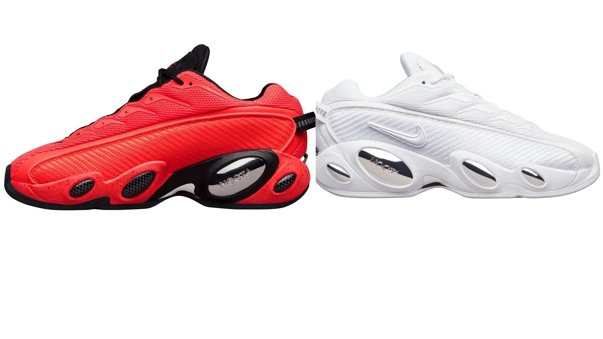 Nike NOCTA Glide &ldquo;Triple White&rdquo; And &ldquo;Crimson&rdquo; sneakers