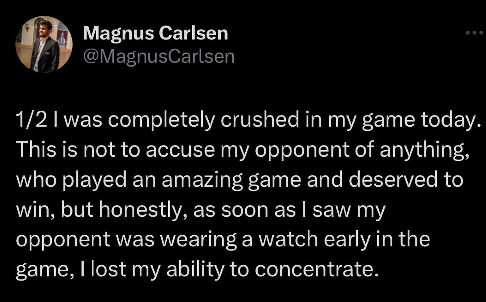 Magnus Carlsen blames chess opponent's watch for loss in anti-cheating rant