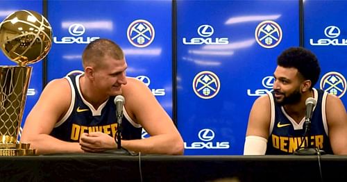 Denver Nuggets superstar center Nikola Jokic and Nuggets star point guard Jamal Murray