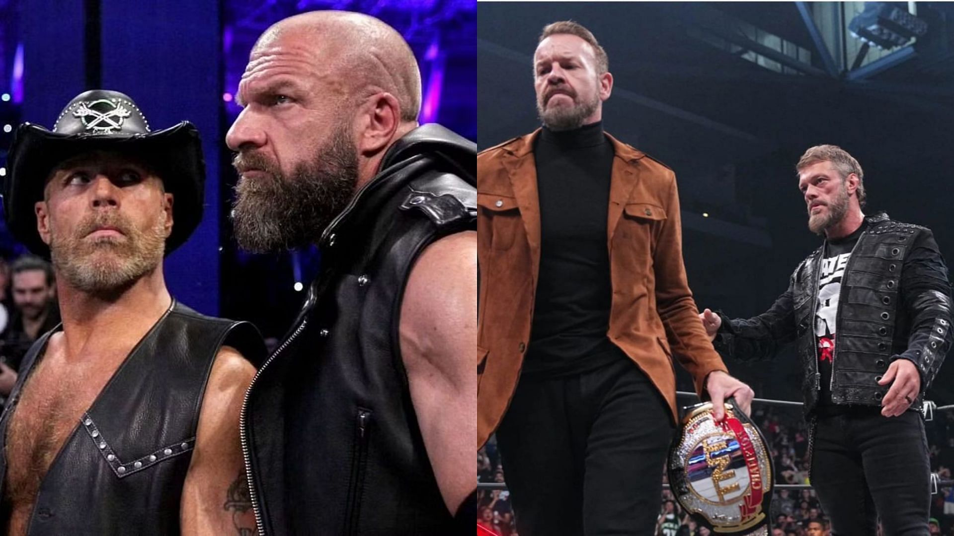 Triple H, Shawn Michaels (left) , Adam Copeland, Christian Cage (right)