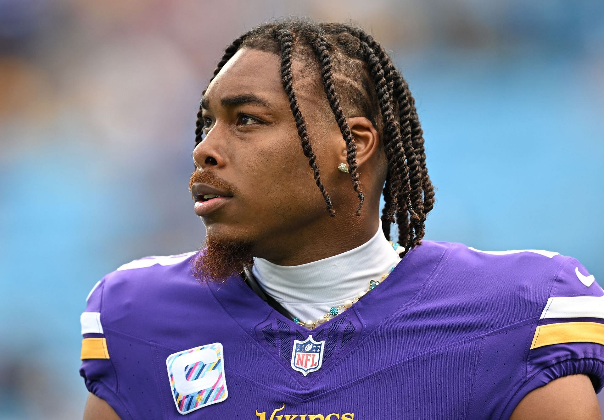 Justin Jefferson during Minnesota Vikings v Carolina Panthers