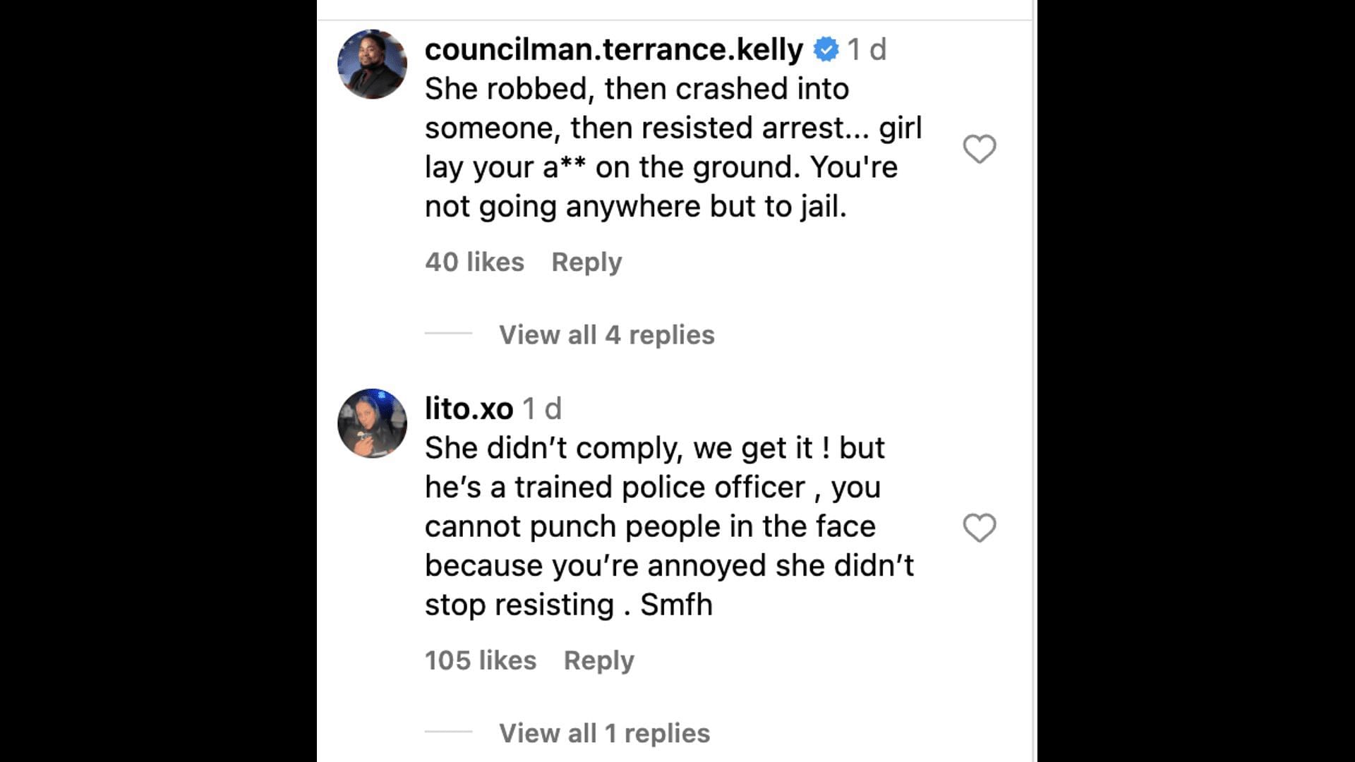 Social media users debate as a video of a cop hitting a woman goes viral: Reactions explored. (Image via Instagram)