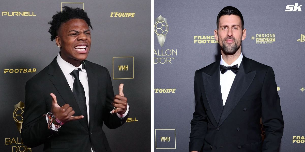 Novak Djokovic and IShowSpeed attend the 2023 Ballon d