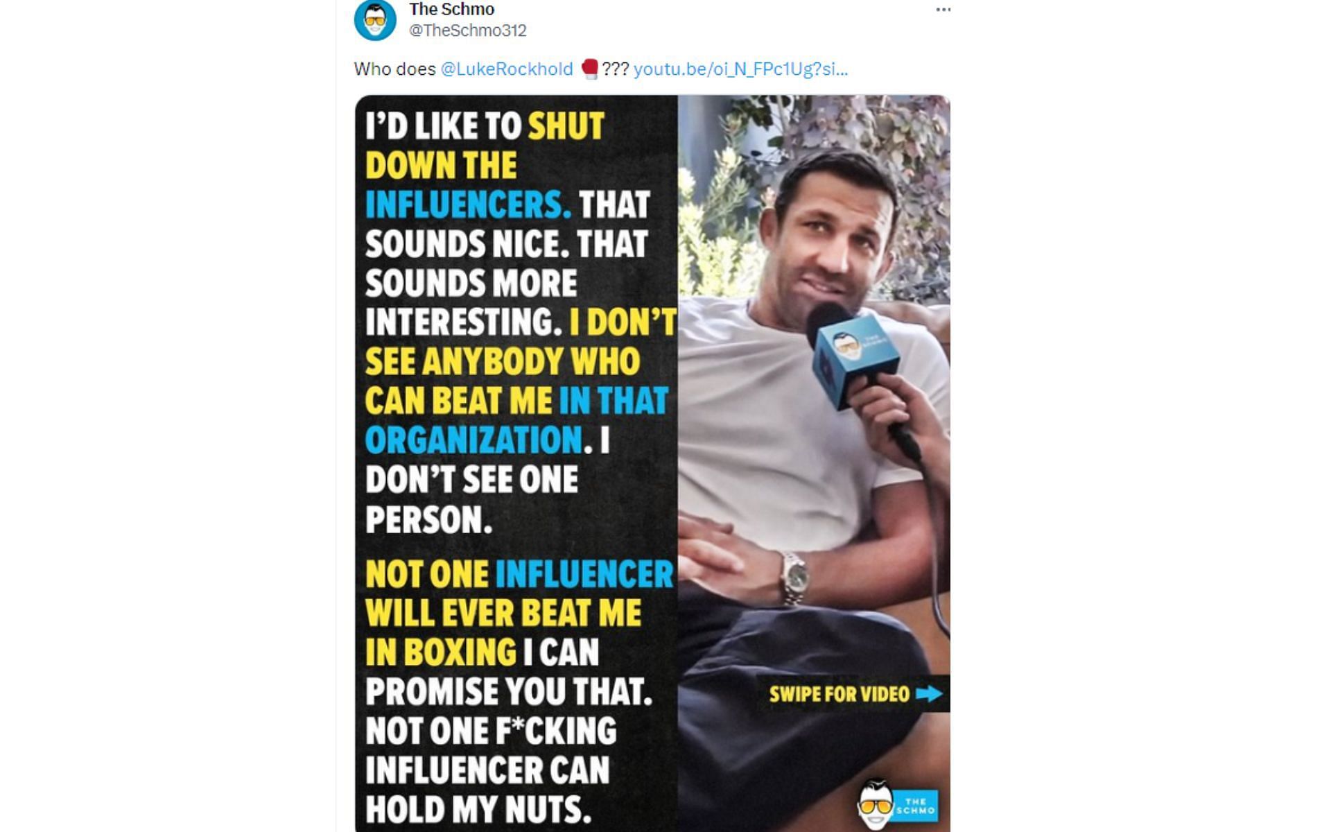 Tweet regarding intentions to compete in influencer boxing