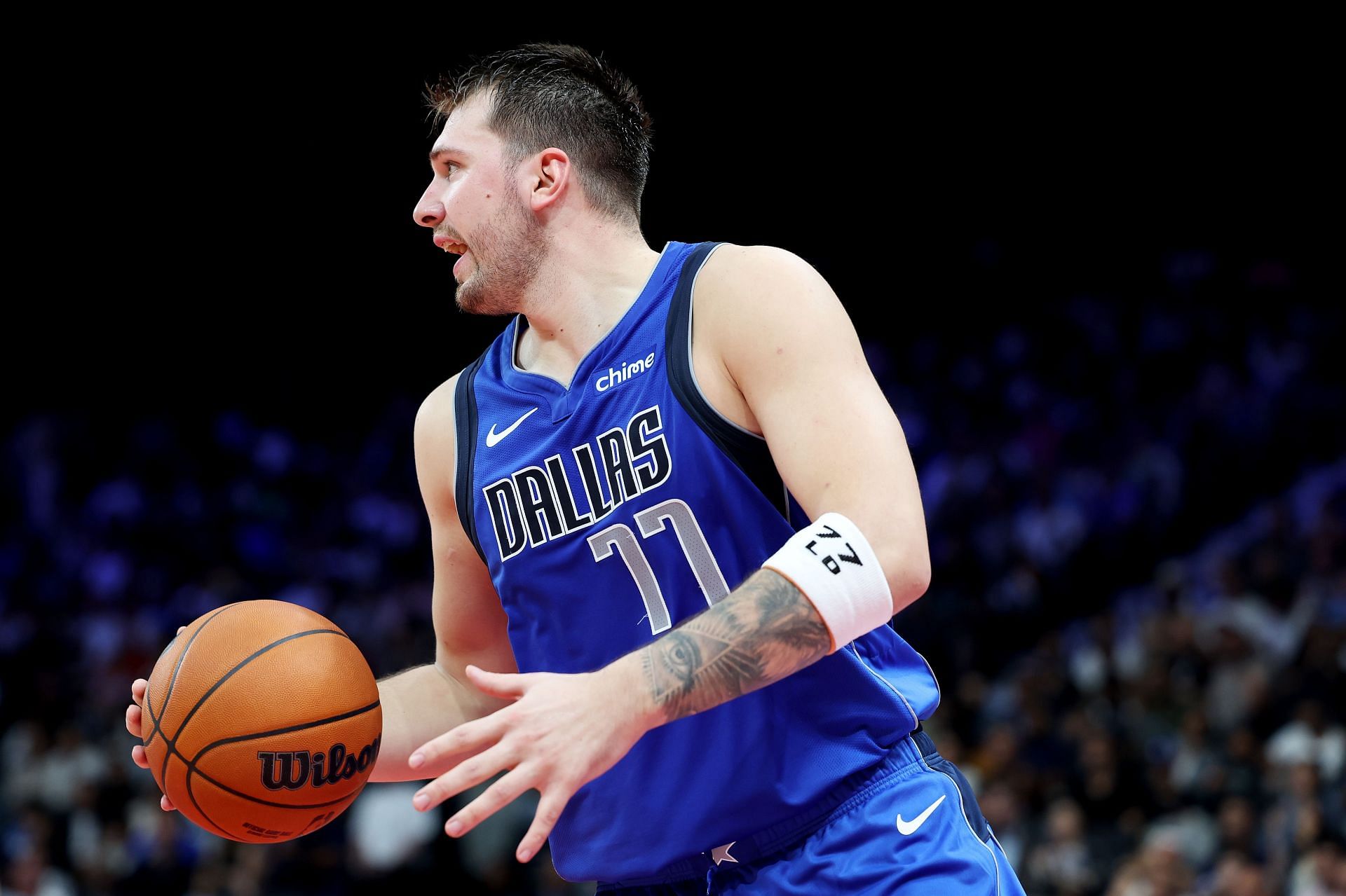 Luka Doncic reacts to the Dallas Mavericks' Real Madrid-style