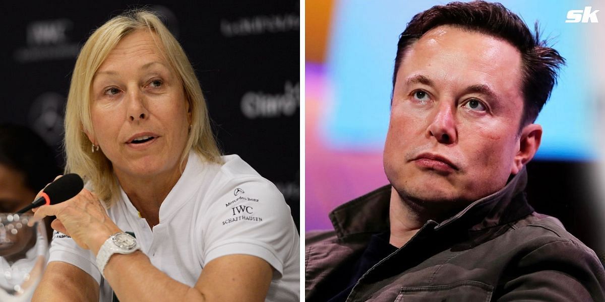 Martina Navratilova (L) and Elon Musk (R)