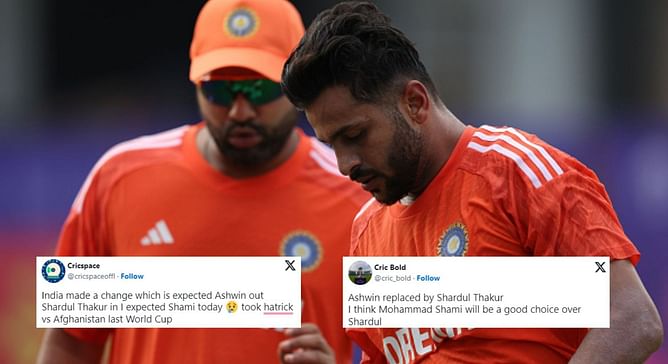 “Expected Shami” – Fans react as Shardul Thakur replaces Ravichandran Ashwin in playing XI for IND vs AFG 2023 World Cup match
