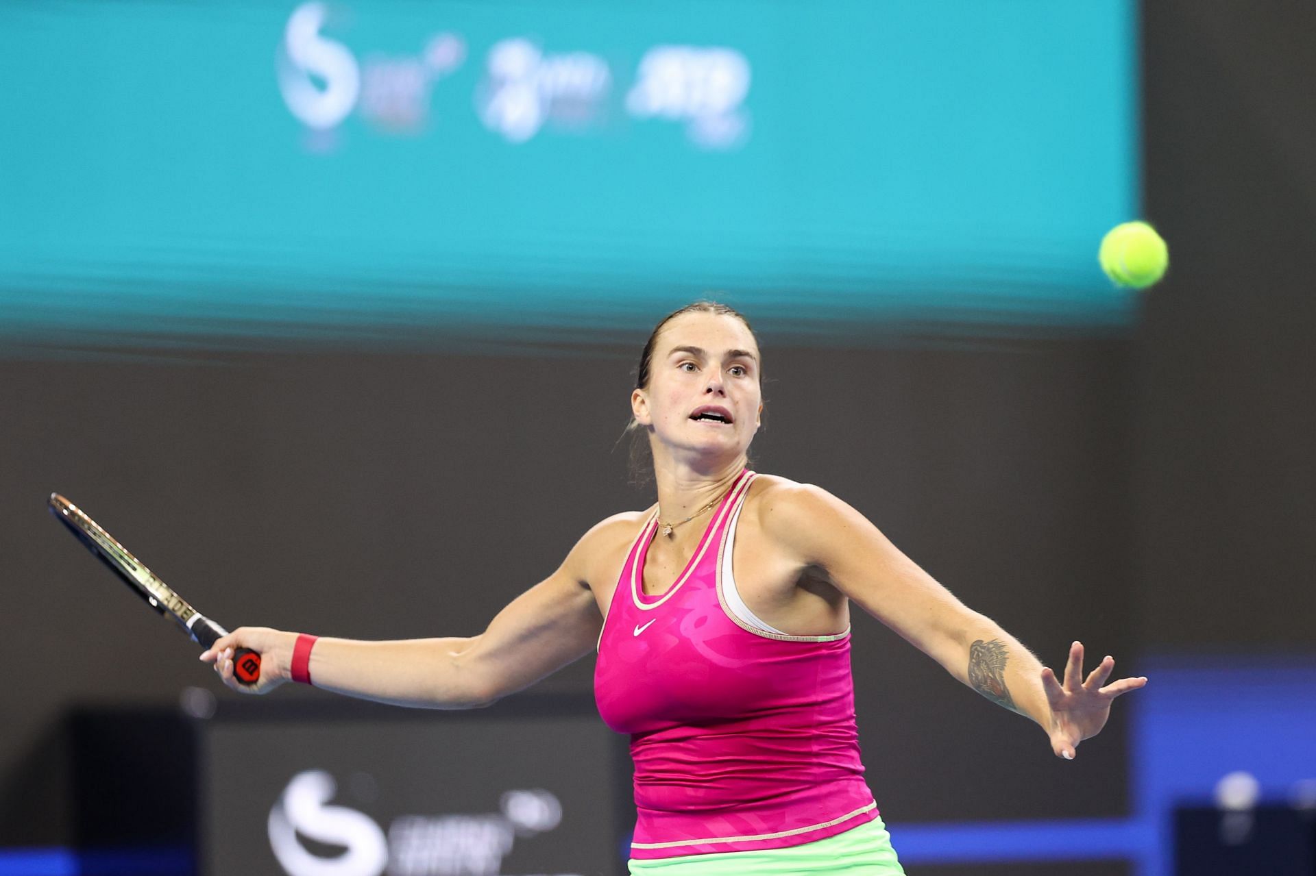 Aryna Sabalenka in action at the China Open