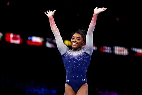 Simone Biles at the 2023 Artistic Gymnastics World Championships in Antwerp, Belgium.