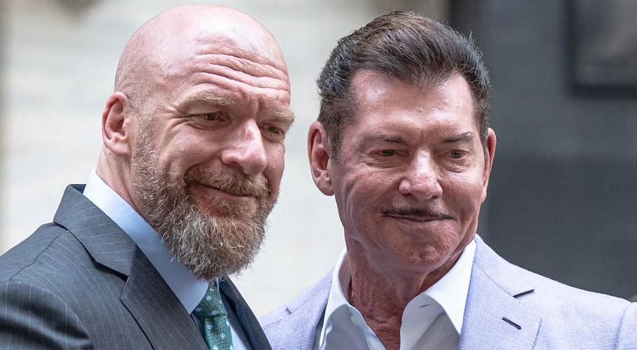 Vince McMahon and Triple H during merger of UFC and WWE.