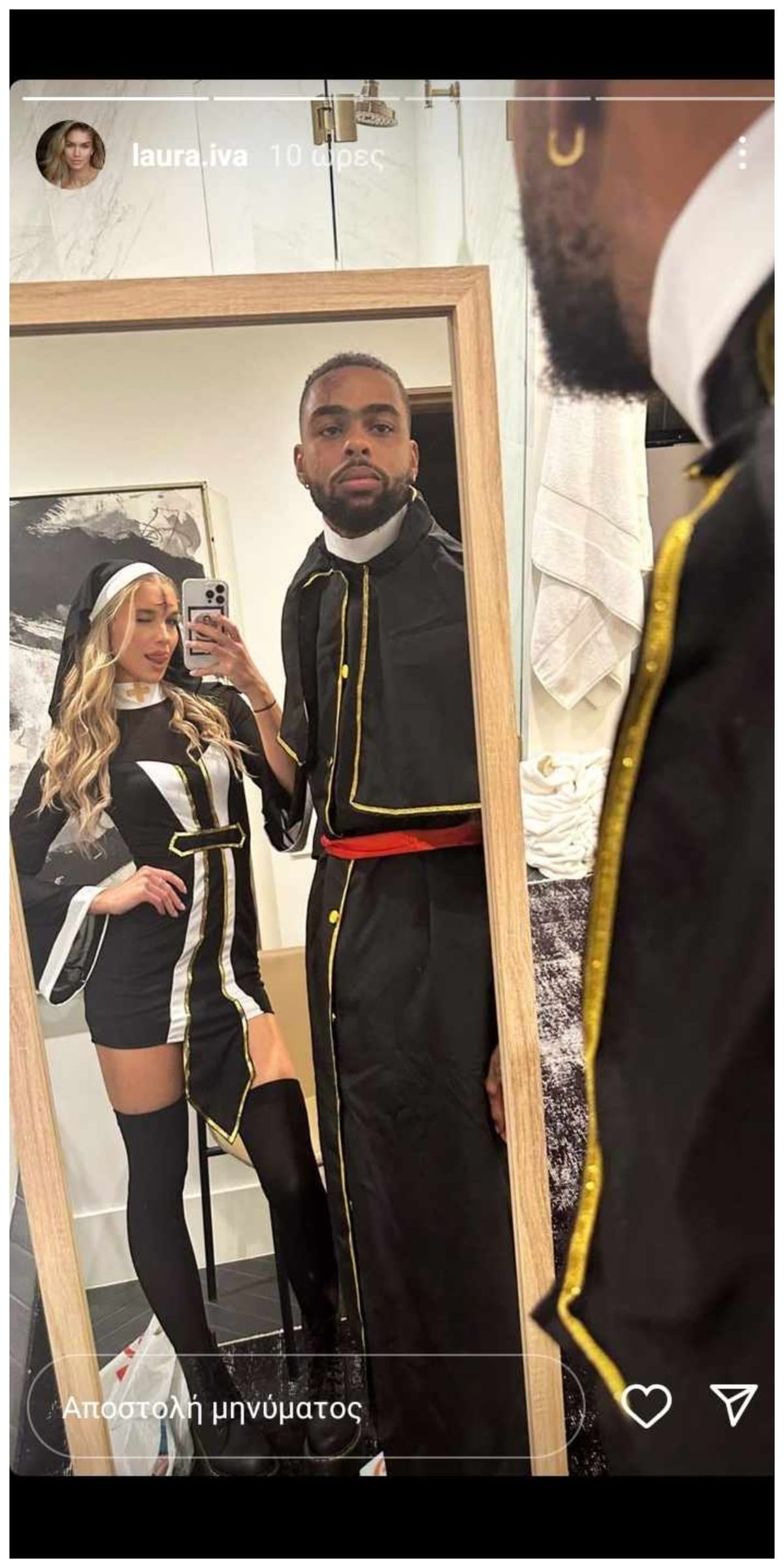 D'Angelo Russell and Laura Ivaniukas dress up as the 'Priest and Nun ...