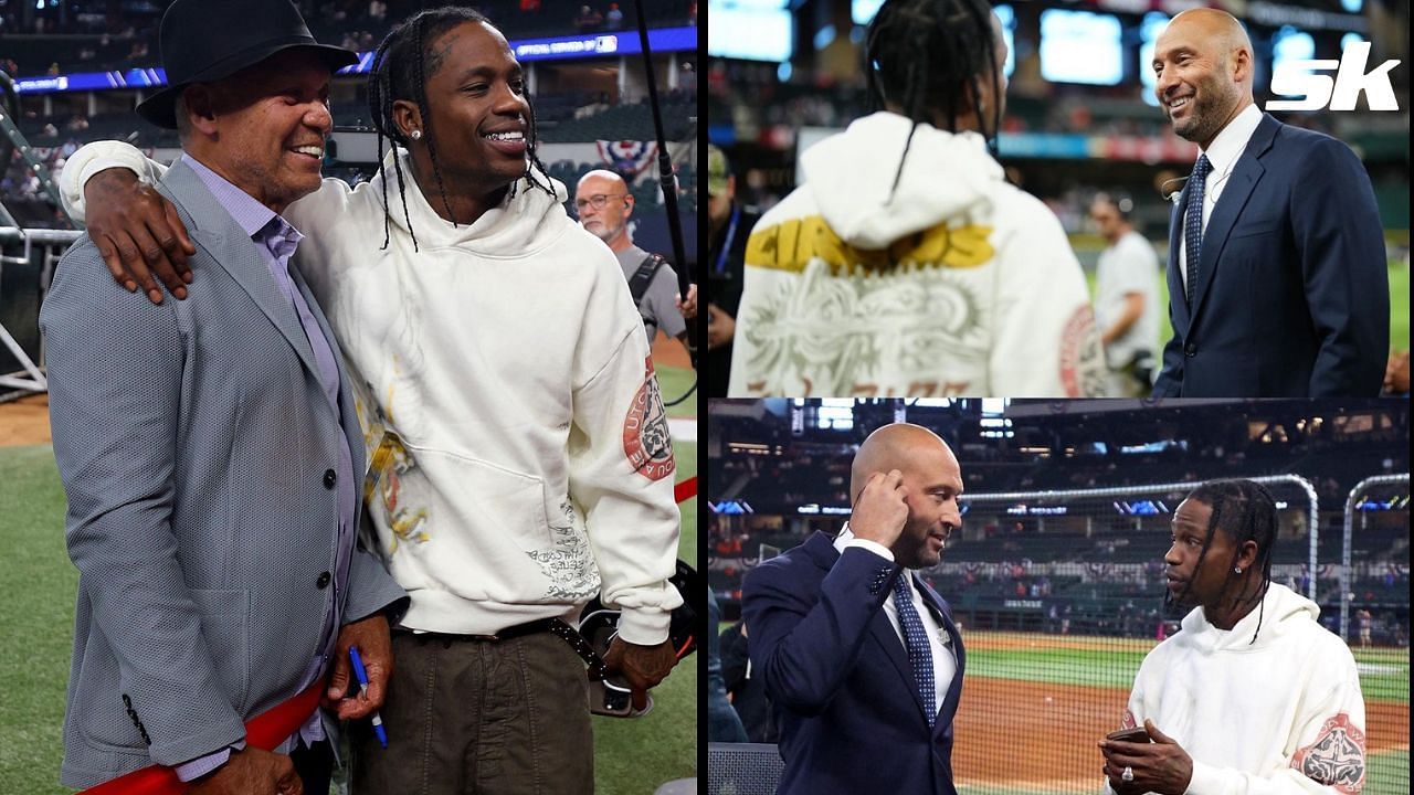 Travis Scott, Derek Jeter and Reggie Jackson kick off Astros-Rangers  showdown: Brought the Astros bad luck