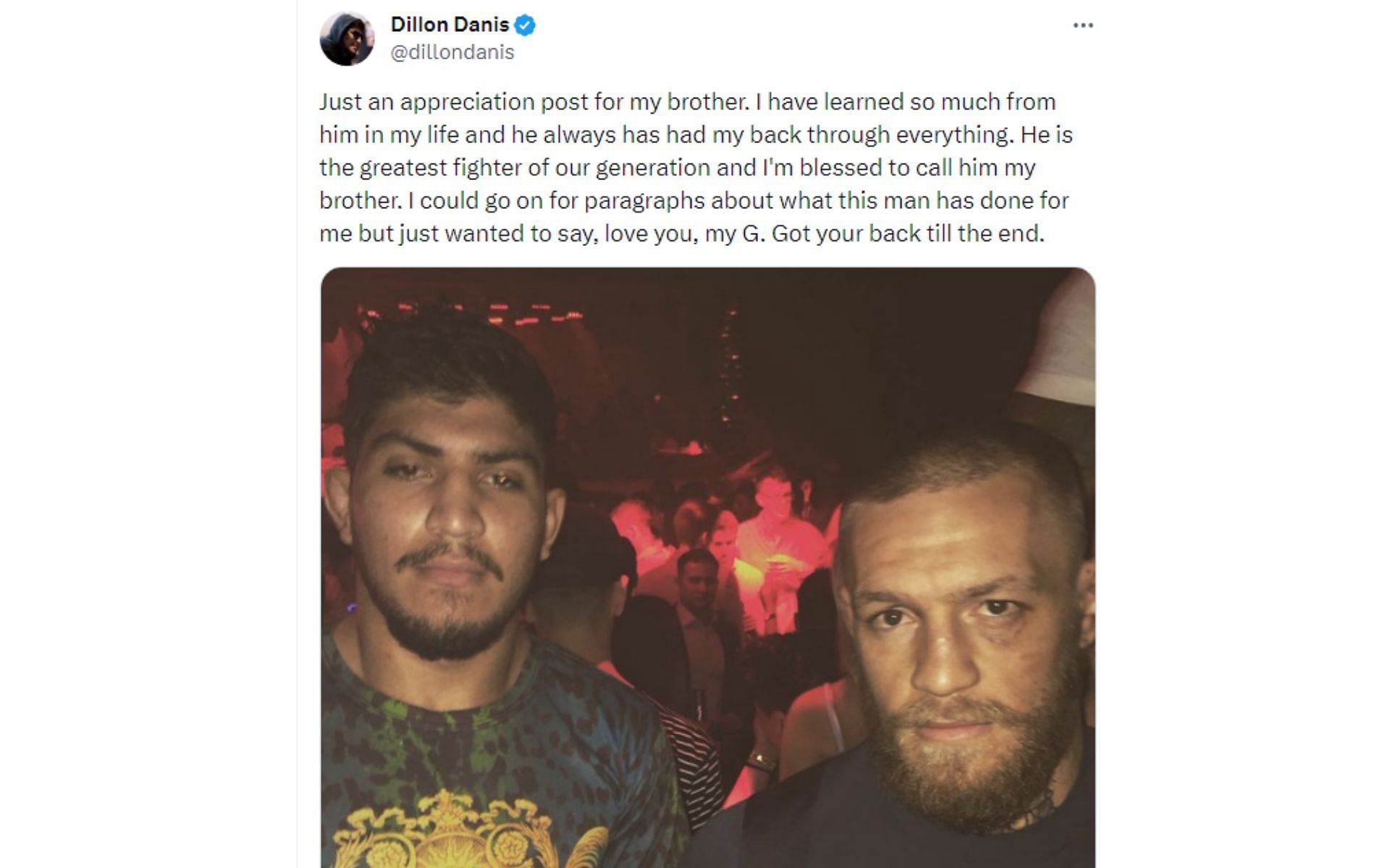 Tweet praising Conor McGregor