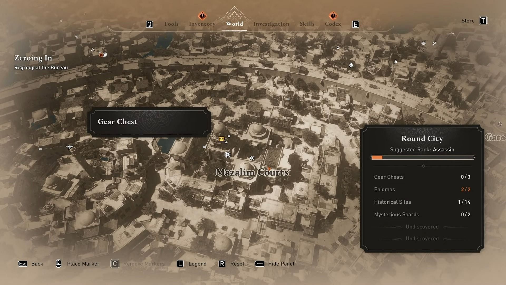 Mazalim Courts gear chest location in Assassin&#039;s Creed Mirage (Image via Ubisoft)