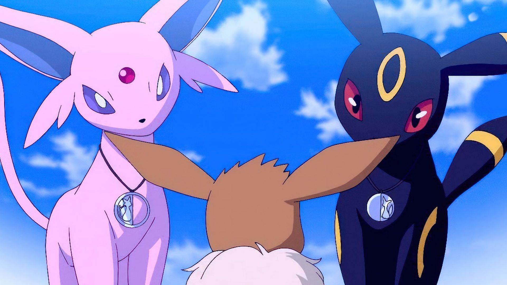 Umbreon (Right), Espeon (Left), and Eevee (Middle) (Image via The Pokemon Company)