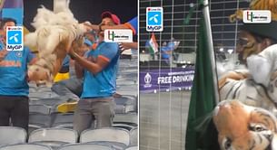 [Watch] Team India's insensitive fans harass Bangladesh superfan, tear Tiger mascot in Pune during 2023 World Cup match