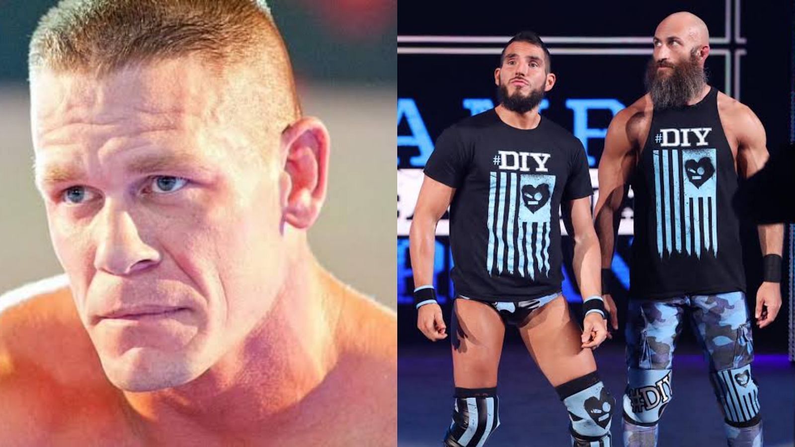 John Cena (left); Ciampa and Gargano (right)