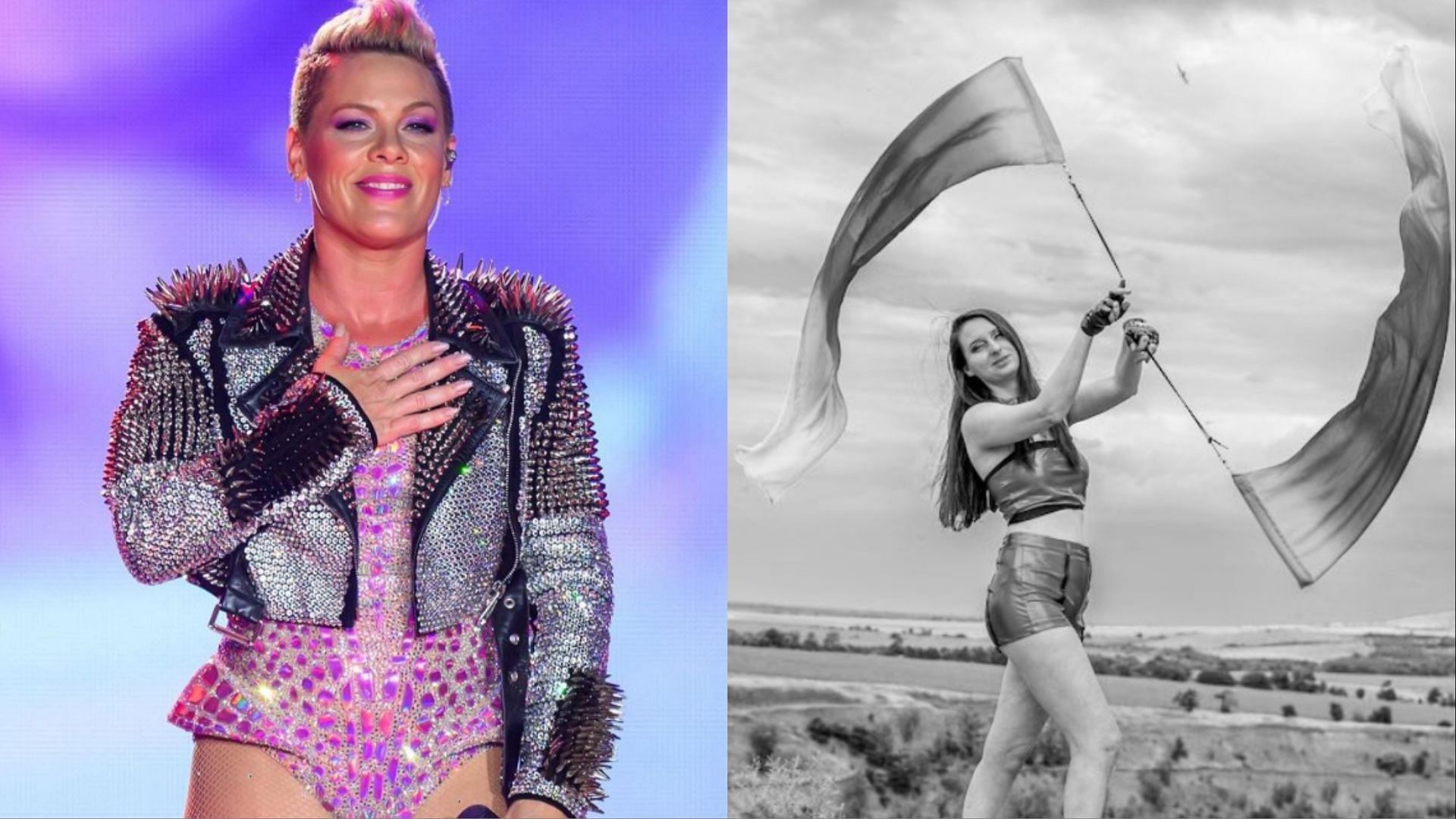 Pink issues apology amidst Poi Flag-Israel controversy (Image via pink/Instagram and Maccadaynu/X)