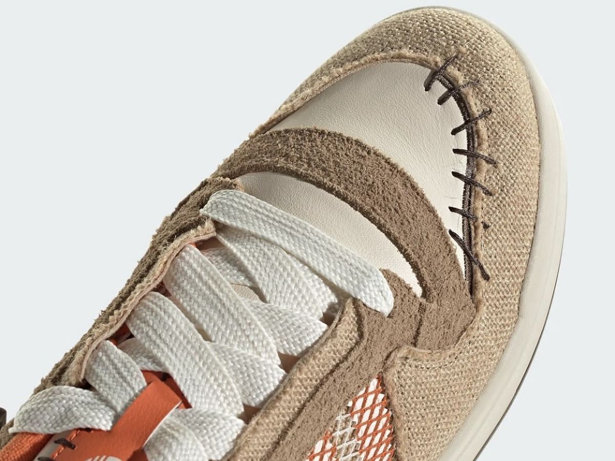A closer look at the rough stitching on the Forum Mod Low Jack O&rsquo; Lantern (Image via Adidas)