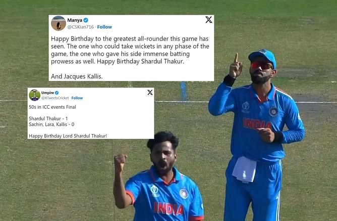 "Happy Birthday to the greatest all-rounder this game has seen" - Shardul Thakur receives special wishes as he turns 32