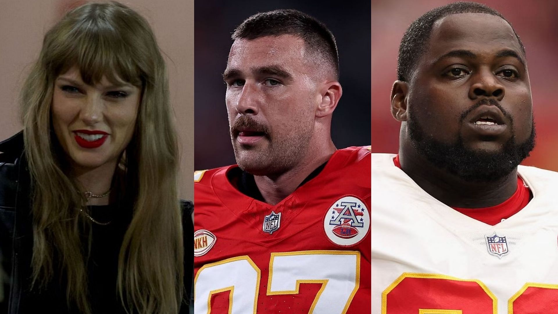 Taylor Swift, Travis Kelce, and Khalen Saunders