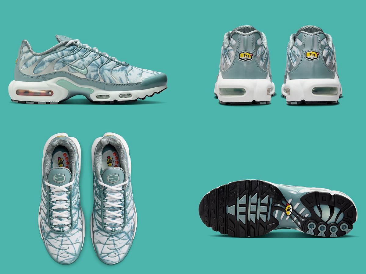 Overview of Nike Air Max Plus &ldquo;Tie and Dye&rdquo; Sneakers (Image via Sneaker News)