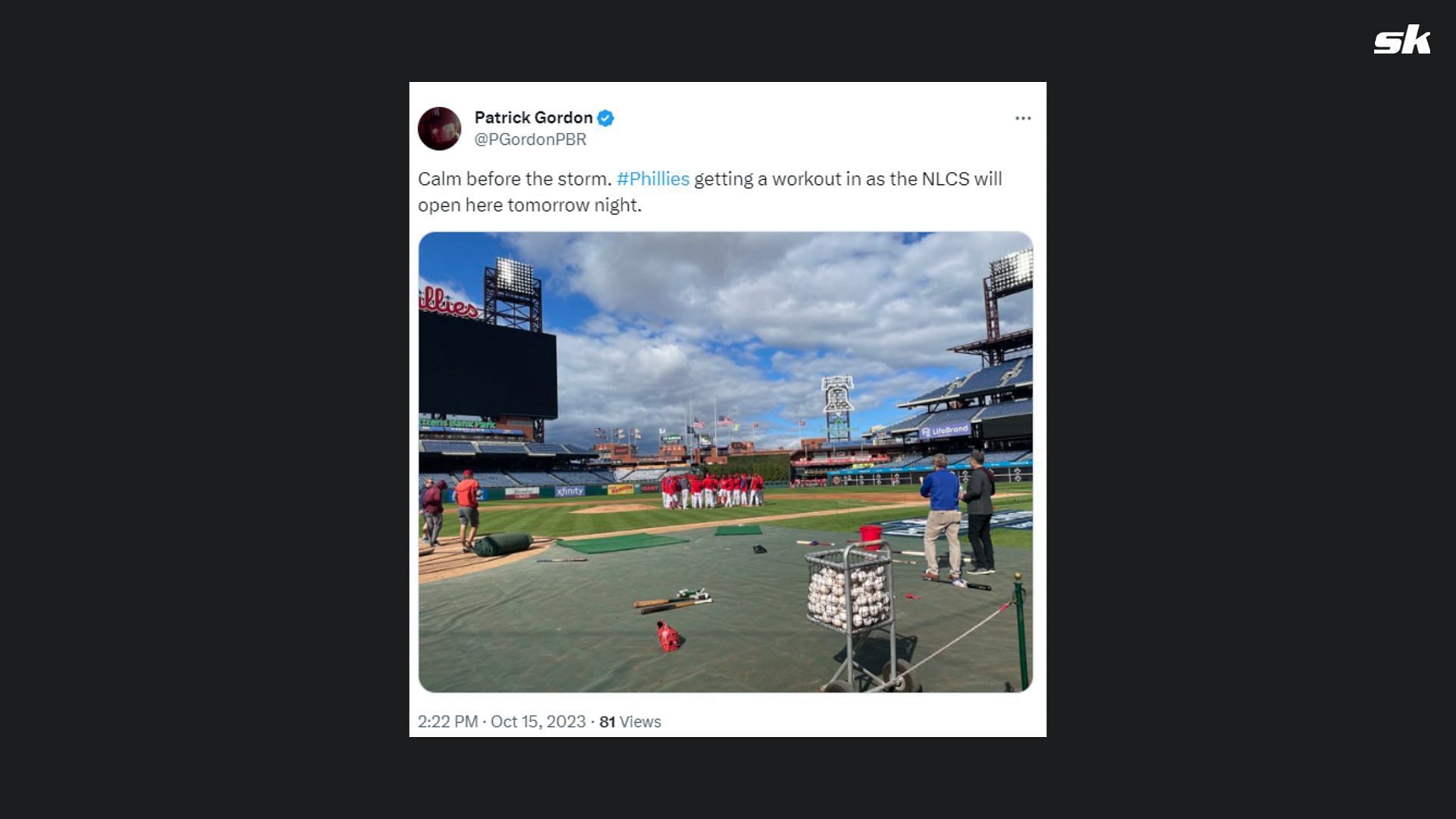 Phillies&#039; players training ahead of Game 1 of the NLCS