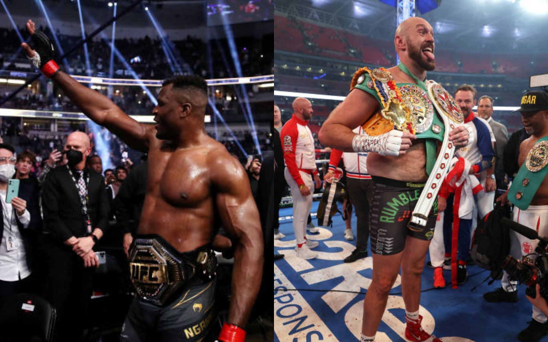 Francis Ngannou (left); Tyson Fury (right)