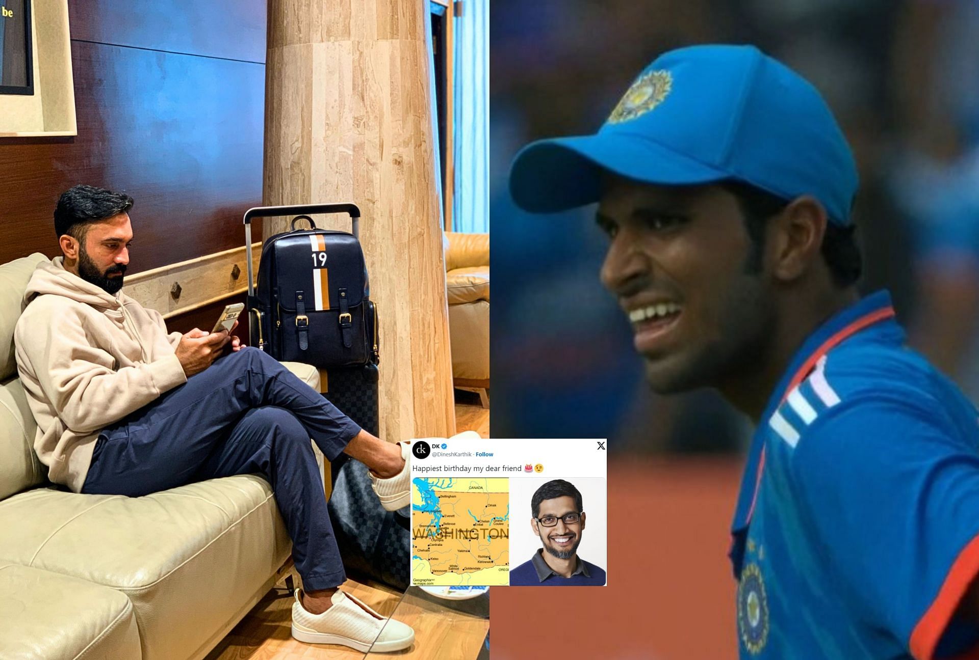 Dinesh Karthik (l) and Washington Sundar (r)