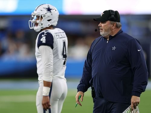 Dak Prescott, Mike McCarthy, during Dallas Cowboys v Los Angeles Chargers