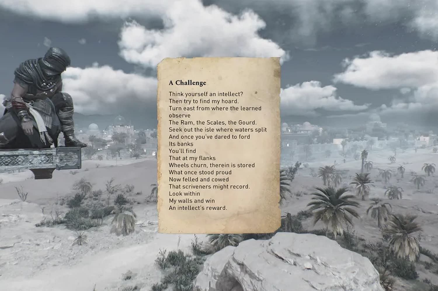 This riddle alludes to the treasure&#039;s location (Image via Ubisoft)