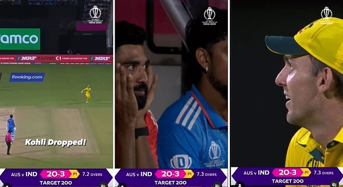 [Watch] Mohammed Siraj’s nervous reaction as Virat Kohli survives on 12 in IND vs AUS 2023 World Cup match